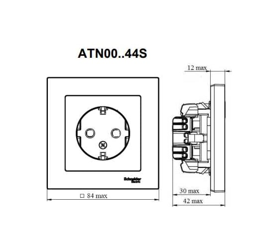Розетка Systeme Electric ATLASDESIGN с заземлением со шторками, 16А, в сборе, быстрозажим. клем., аквамарин ATN001144S