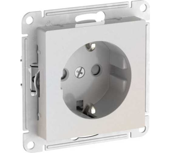 Розетка Systeme Electric ATLASDESIGN с заземлением со шторками, 16А, мех., быстрозажим. клем., жемчуг ATN000445S