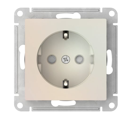 Розетка Systeme Electric ATLASDESIGN с заземлением со шторками, 16А, мех., быстрозажим. клем., жемчуг ATN000445S