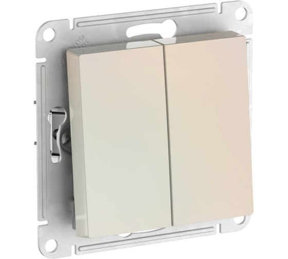 2-клавишный выключатель Systeme Electric ATLASDESIGN сх.5, 10АХ, мех., быстрозажим. клем., ЖЕМЧУГ ATN000451S