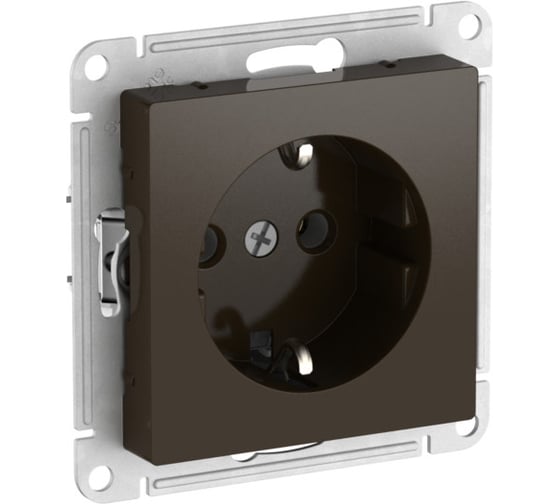 Розетка Systeme Electric ATLASDESIGN с заземлением, 16А, мех., быстрозажим. клем., МОККО ATN000643S