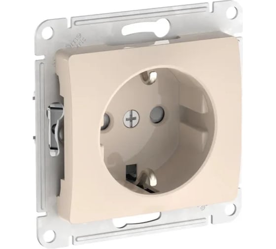 Розетка Systeme Electric GLOSSA с заземлением со шторками, 16А, мех., быстрозажим. клем., БЕЖЕВЫЙ GSL000245S 1