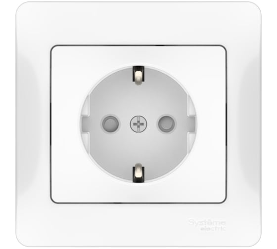 Розетка Systeme Electric GLOSSA с заземлением со шторками, 16А, в сборе, быстрозажим. клем., БЕЛЫЙ GSL000144S