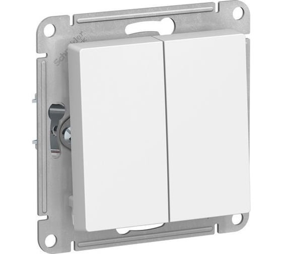 2-клавишный выключатель Systeme Electric ATLASDESIGN сх.5, 10АХ, мех., быстрозажим. клем., БЕЛЫЙ ATN000151S 1
