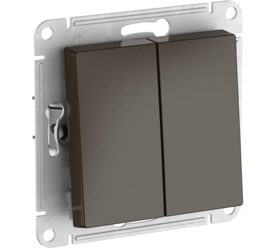 2-клавишный выключатель Systeme Electric ATLASDESIGN сх.5, 10АХ, мех., быстрозажим. клем., МОККО ATN000651S