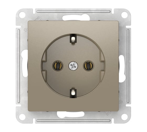 Розетка Systeme Electric ATLASDESIGN с заземлением, 16А, мех., быстрозажим. клем., ШАМПАНЬ ATN000543S