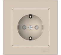 Розетка Systeme Electric ATLASDESIGN с заземлением со шторками, 16А, в сборе, быстрозажим. клем., песочный ATN001244S
