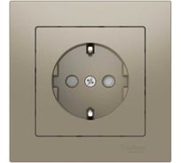 Розетка Systeme Electric ATLASDESIGN с заземлением со шторками, 16А, в сборе, быстрозажим. клем., шампань ATN000544S