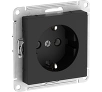 Розетка Systeme Electric ATLASDESIGN с заземлением, 16А, мех., быстрозажим. клем., КАРБОН ATN001043S