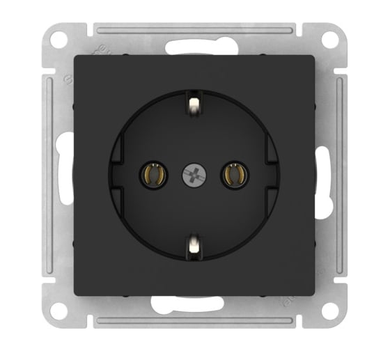 Розетка Systeme Electric ATLASDESIGN с заземлением, 16А, мех., быстрозажим. клем., КАРБОН ATN001043S