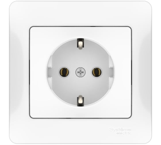 Розетка Systeme Electric GLOSSA с заземлением, 16А, в сборе, быстрозажим. клем., БЕЛЫЙ GSL000142S