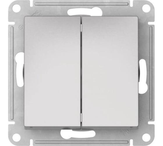 2-клавишный выключатель Systeme Electric ATLASDESIGN сх.5, 10АХ, мех., быстрозажим. клем., АЛЮМИНИЙ ATN000351S 1
