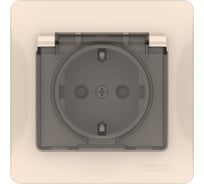 Розетка Systeme Electric GLOSSA с заземлением со шторк. с крышк., 16А, IP44, в сборе, быстрозажим. клем., БЕЖЕВЫЙ GSL000248S