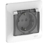 Розетка Systeme Electric GLOSSA с заземлением со шторк. с крышк., 16А, IP44, в сборе, быстрозажим. клем., БЕЛЫЙ GSL000148S