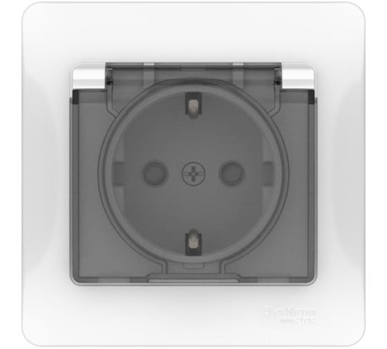 Розетка Systeme Electric GLOSSA с заземлением со шторк. с крышк., 16А, IP44, в сборе, быстрозажим. клем., БЕЛЫЙ GSL000148S