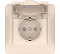Розетка Systeme Electric GLOSSA с заземлением со шторк. с крышк., 16А, IP20, в сборе, быстрозажим. клем., БЕЖЕВЫЙ GSL000246S