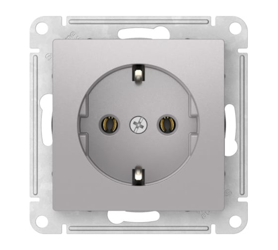 Розетка Systeme Electric ATLASDESIGN с заземлением, 16А, мех., быстрозажим. клем., АЛЮМИНИЙ ATN000343S