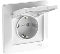 Розетка Systeme Electric GLOSSA с заземлением со шторк. с крышк., 16А, IP20, в сборе, быстрозажим. клем., БЕЛЫЙ GSL000146S