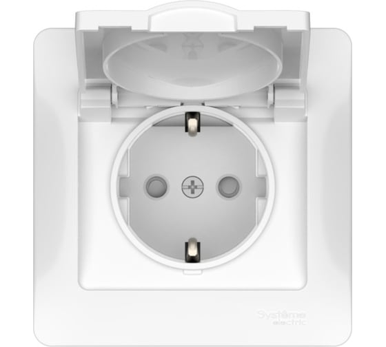 Розетка Systeme Electric GLOSSA с заземлением со шторк. с крышк., 16А, IP20, в сборе, быстрозажим. клем., БЕЛЫЙ GSL000146S