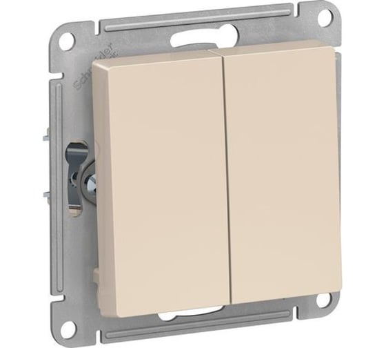 2-клавишный выключатель Systeme Electric ATLASDESIGN сх.5, 10АХ, мех., быстрозажим. клем., БЕЖЕВЫЙ ATN000251S