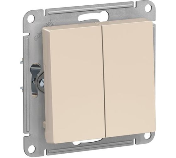 2-клавишный выключатель Systeme Electric ATLASDESIGN сх.5, 10АХ, мех., быстрозажим. клем., БЕЖЕВЫЙ ATN000251S 1