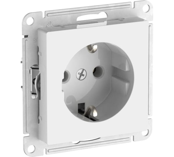 Розетка Systeme Electric ATLASDESIGN с заземлением, 16А, мех., быстрозажим. клем., БЕЛЫЙ ATN000143S 1