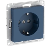 Розетка Systeme Electric ATLASDESIGN с заземлением со шторками, 16А, мех., быстрозажим. клем., аквамарин ATN001145S