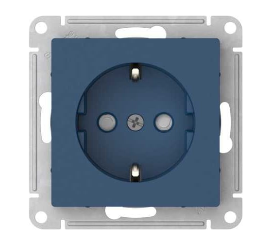 Розетка Systeme Electric ATLASDESIGN с заземлением со шторками, 16А, мех., быстрозажим. клем., аквамарин ATN001145S