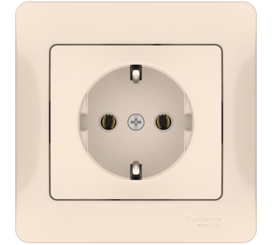 Розетка Systeme Electric GLOSSA с заземлением, 16А, в сборе, быстрозажим. клем., БЕЖЕВЫЙ GSL000242S