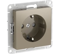 Розетка Systeme Electric ATLASDESIGN с заземлением со шторками, 16А, мех., быстрозажим. клем., ШАМПАНЬ ATN000545S