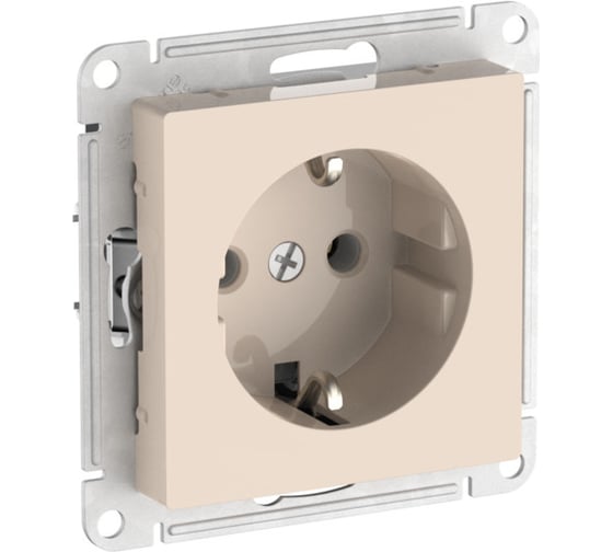 Розетка Systeme Electric ATLASDESIGN с заземлением, 16А, мех., быстрозажим. клем., БЕЖЕВЫЙ ATN000243S