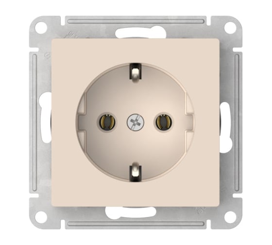 Розетка Systeme Electric ATLASDESIGN с заземлением, 16А, мех., быстрозажим. клем., БЕЖЕВЫЙ ATN000243S