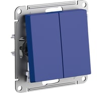 2-клавишный выключатель Systeme Electric ATLASDESIGN сх.5, 10АХ, мех., быстрозажим. клем., АКВАМАРИН ATN001151S