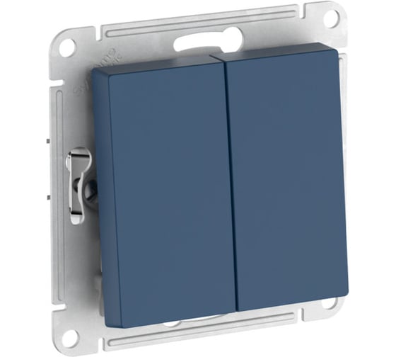 2-клавишный выключатель Systeme Electric ATLASDESIGN сх.5, 10АХ, мех., быстрозажим. клем., АКВАМАРИН ATN001151S