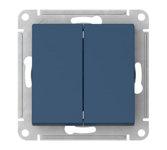 2-клавишный выключатель Systeme Electric ATLASDESIGN сх.5, 10АХ, мех., быстрозажим. клем., АКВАМАРИН ATN001151S