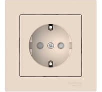 Розетка Systeme Electric ATLASDESIGN с заземлением со шторками, 16А, в сборе, быстрозажим. клем., бежевый ATN000244S