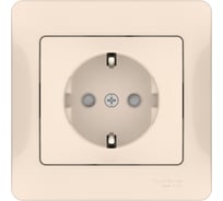 Розетка Systeme Electric GLOSSA с заземлением со шторками, 16А, в сборе, быстрозажим. клем., БЕЖЕВЫЙ GSL000244S