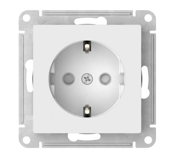 Розетка Systeme Electric ATLASDESIGN с заземлением со шторками, 16А, мех., быстрозажим. клем., белый ATN000145S 1