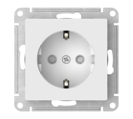 Розетка Systeme Electric ATLASDESIGN с заземлением со шторками, 16А, мех., быстрозажим. клем., белый ATN000145S