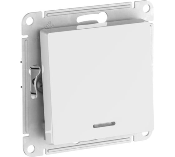 1-клавишный переключатель с подсветкой Systeme Electric ATLASDESIGN, сх.6а, 10АХ, мех., быстрозажимные клеммы, белый ATN000163S