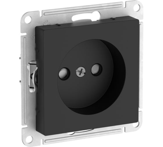 Розетка Systeme Electric ATLASDESIGN без заземления со шторками, 16А, мех., быстрозажимные клеммы, карбон ATN001049S