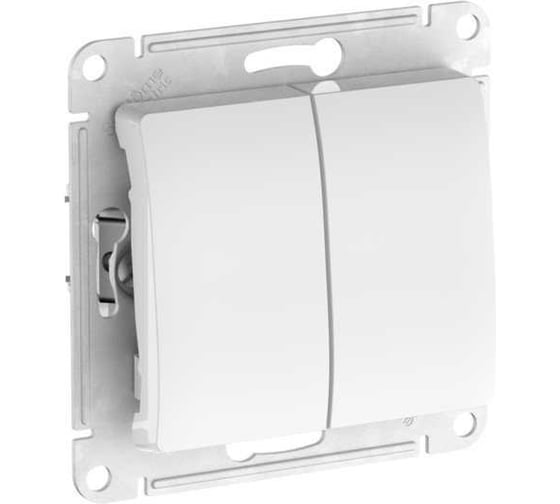 Выключатель 2-клавишный Systeme Electric GLOSSA, сх.5, 10АХ, мех., быстрозажим. клем., белый GSL000151S