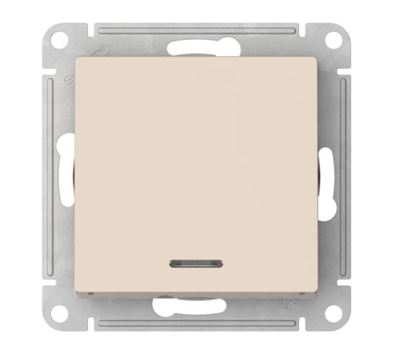 1-клавишный переключатель с подсветкой Systeme Electric ATLASDESIGN, сх.6а, 10АХ, мех., быстрозажимные клеммы, бежевый ATN000263S
