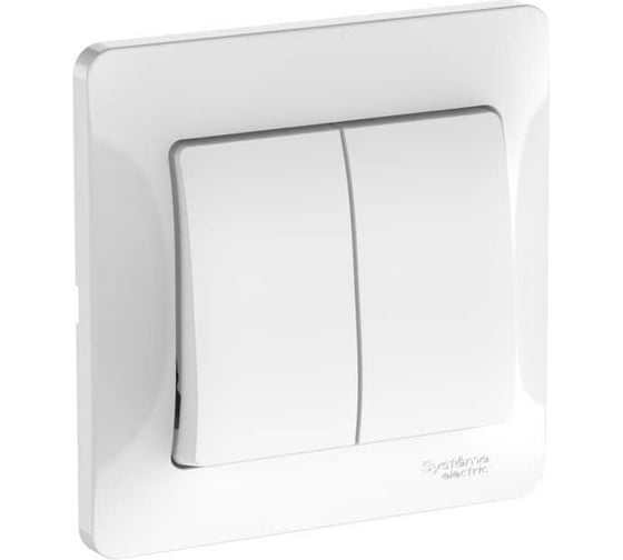 Выключатель 2-клавишный Systeme Electric GLOSSA, сх.5, 10АХ, в сборе, быстрозажим. клем., белый GSL000152S