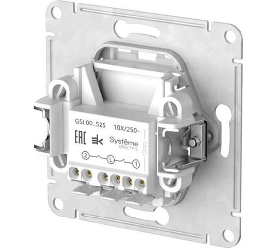 Выключатель 2-клавишный Systeme Electric GLOSSA, сх.5, 10АХ, в сборе, быстрозажим. клем., белый GSL000152S