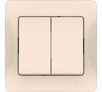 Выключатель 2-клавишный Systeme Electric GLOSSA, сх.5, 10АХ, в сборе, быстрозажим. клем., бежевый GSL000252S