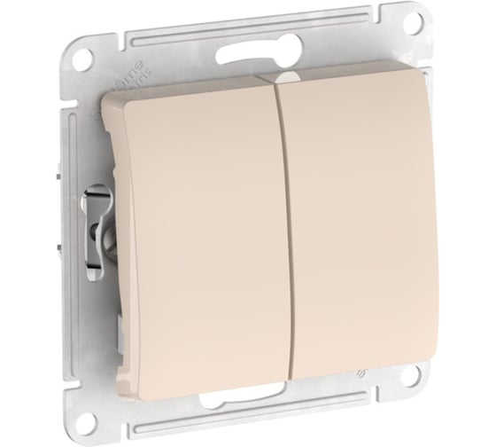 Выключатель 2-клавишный Systeme Electric GLOSSA, сх.5, 10АХ, мех., быстрозажим. клем., бежевый GSL000251S