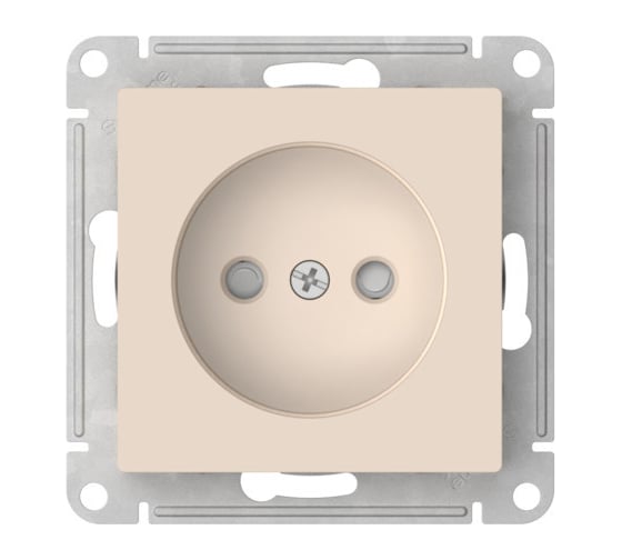Розетка Systeme Electric ATLASDESIGN без заземления со шторками, 16А, мех., быстрозажимные клеммы, бежевый ATN000249S