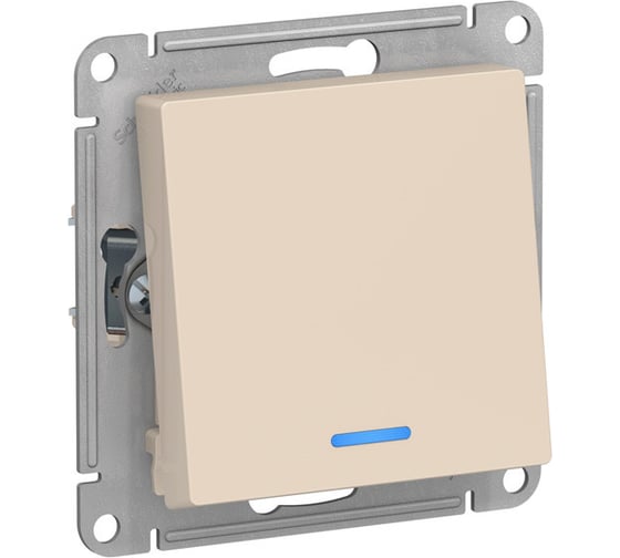 1-клавишный переключатель с подсветкой Systeme Electric GLOSSA, сх.6а, 10АХ, мех., быстрозажимные клеммы, бежевый GSL000263S