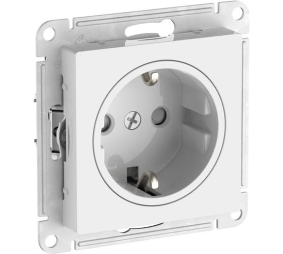 Розетка Systeme Electric ATLASDESIGN ART с заземлением со шторками, 16А, мех., быстрозажимные клеммы, белый ATN200145S